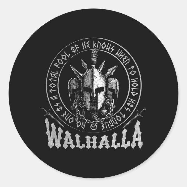 Valhalla Odin Viking Motif Classic Round Sticker (Front)