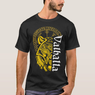 Valhalla Wolf Mask Odin Runes Norse Compass Viking T-Shirt