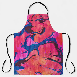Valiant 1 Red Blue Ebru Style Abstract Apron