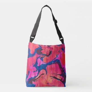 Valiant 1 Red Blue Ebru Style Abstract Tote Bag