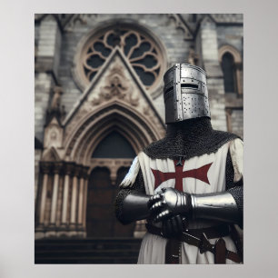Valiant Silver Detailed Templar Knight Historical  Poster