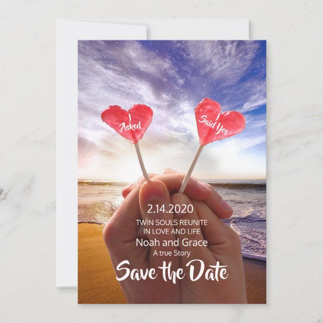 Valintine Twin Flame Save the Dates Date (Front)