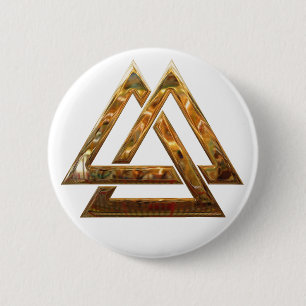 Valknut - gold 6 cm round badge