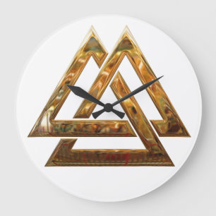 Valknut - gold large clock