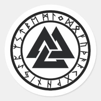 Valknut - Rune Circle Classic Round Sticker