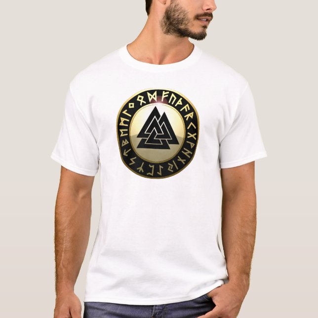 Valknut Rune Shield T-Shirt (Front)