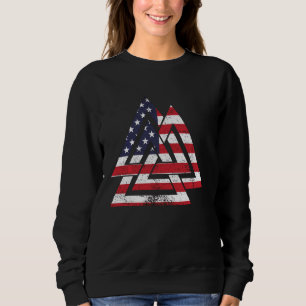 Valknut Symbol America Usa Flag Patriotic Viking W Sweatshirt