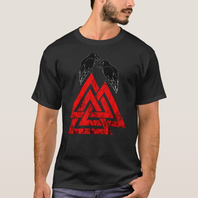 Valknut Symbol Odin Raven Norse Mythology Viking W T-Shirt (Front)