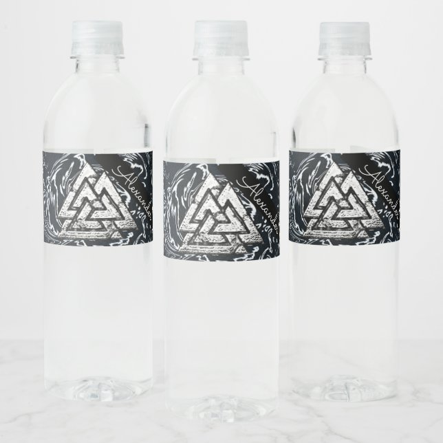 Valknut~ (Wavy) Water Bottle Label (Bottles)
