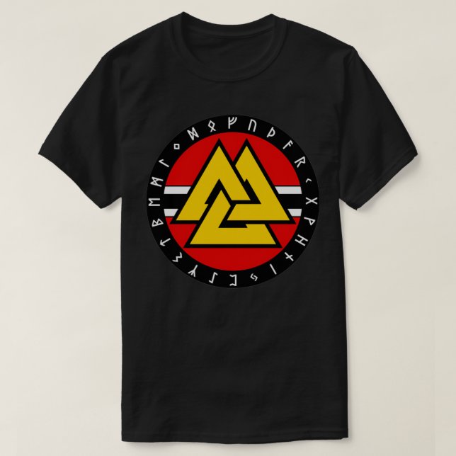 Valknut with Runes T-Shirt (Design Front)