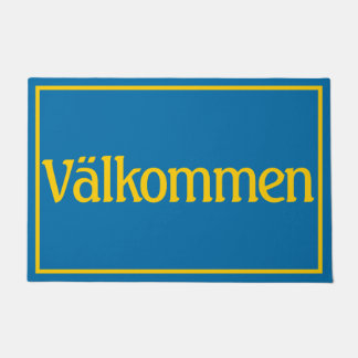 Välkommen Welcome in Swedish Flag Colours Doormat