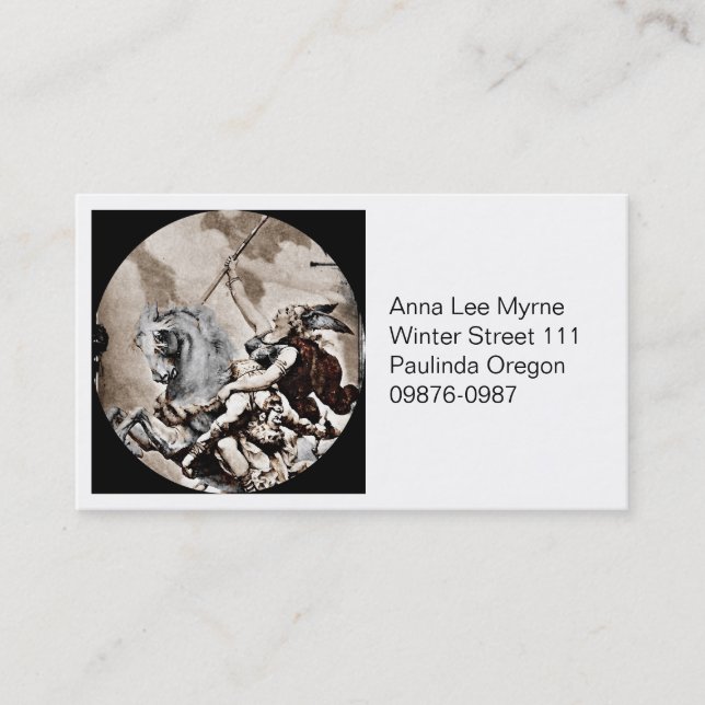 Valkyrie Carries Hero to Valhalla Business Card (Front)