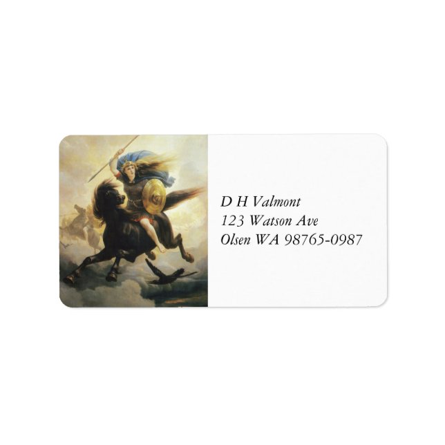 Valkyrie with Shield on Horseback Label (Front)