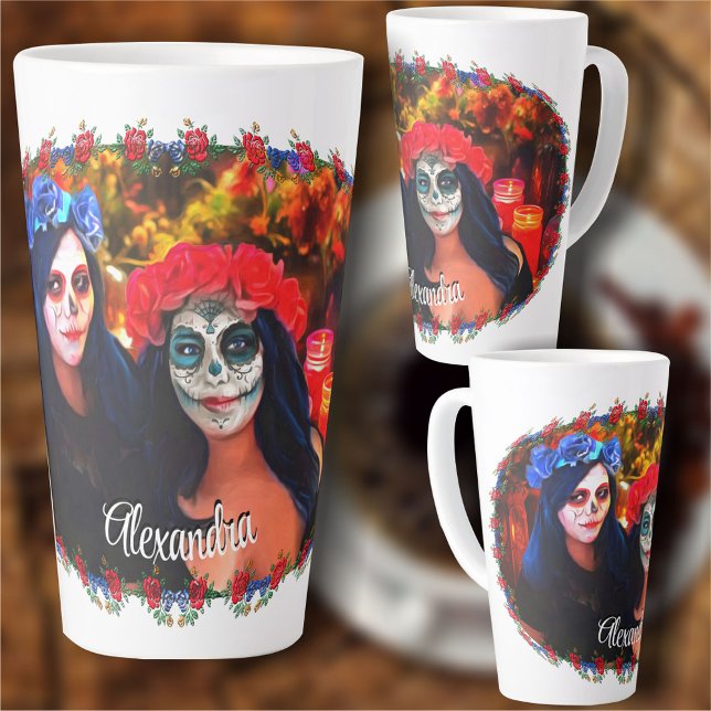 Vallarta Catrinas with Flowers & Candles 1718 Latte Mug (Creator Uploaded)