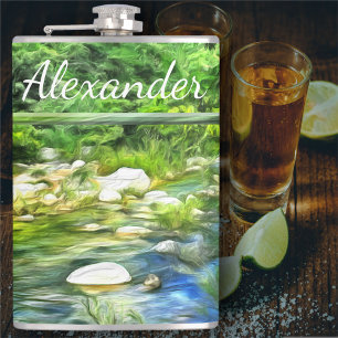 Vallarta River South 0366 Hip Flask
