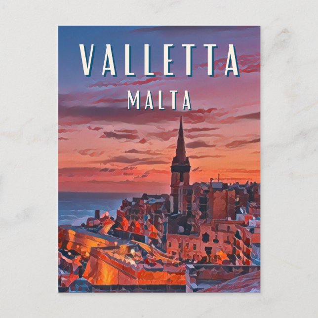 Valletta, jewel of the Mediterranean Postcard (Front)