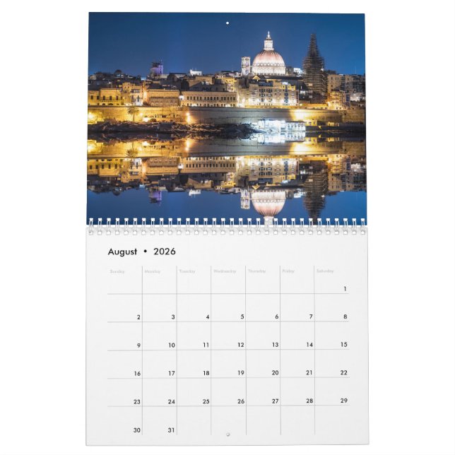 Valletta landscapes calendar (Aug 2026)