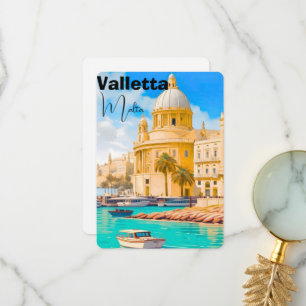 Valletta Malta Travel Postcard, Valletta Travel Po Thank You Card