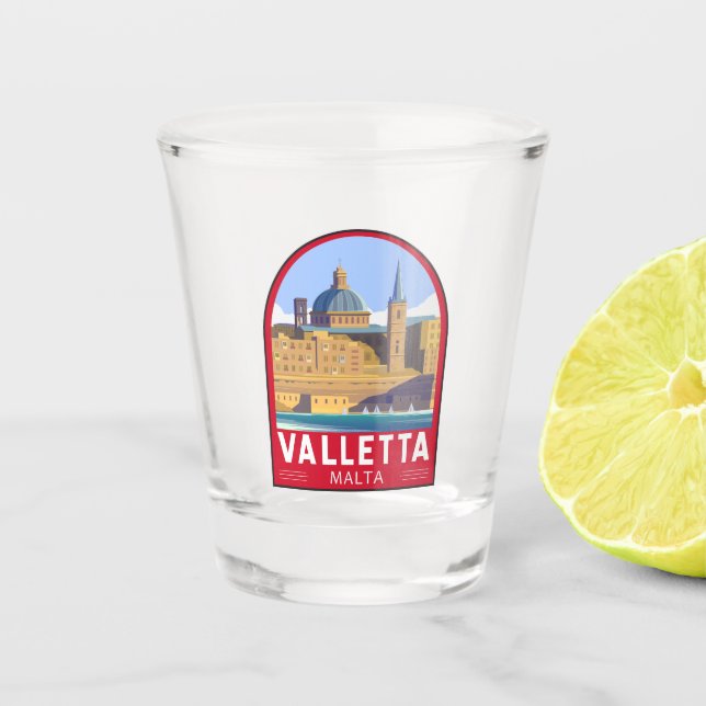 Valletta Malta Travel Vintage Art Shot Glass (Front)