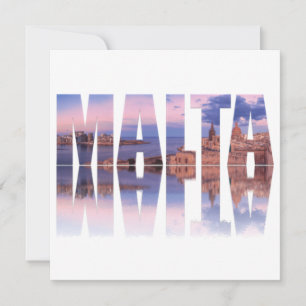 Valletta old town and harbor Malta text reflection