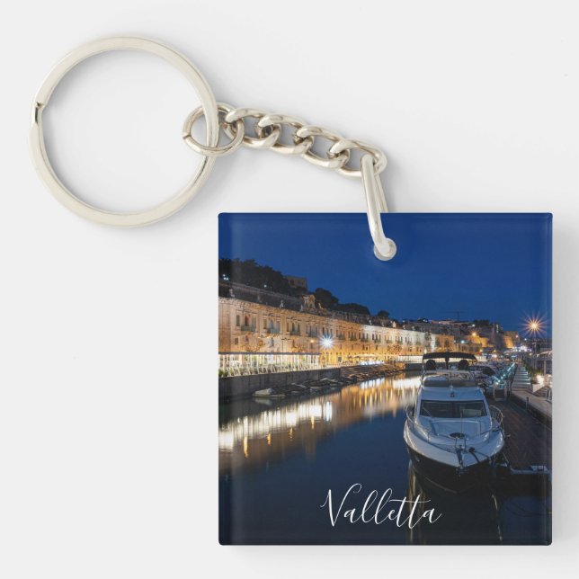 Valletta waterfront district with small harbor key ring (Front)