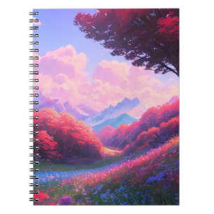 Valley Adorned with Red and Blue Flora Notebook