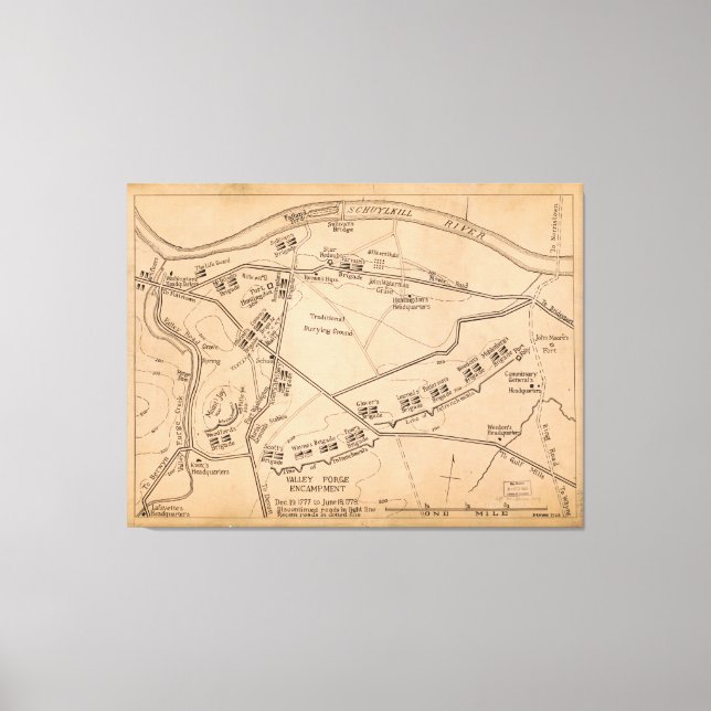 Valley Forge Encampment Map (Dec. 1777-June 1778) Canvas Print (Front)