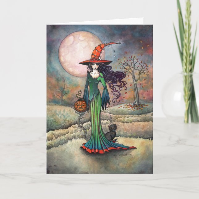 Valley Moon Halloween Witch Art Molly Harrison Card (Front)