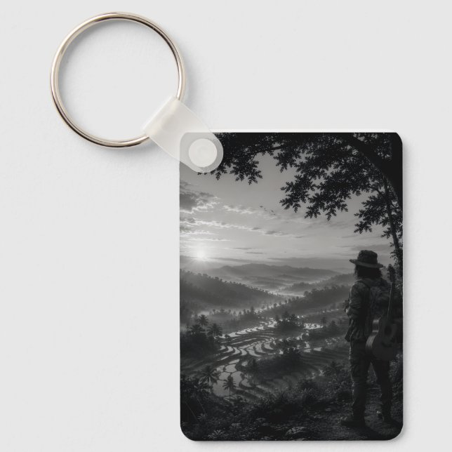 Valley of Dawn Black & White Wanderer Keychain (Front)
