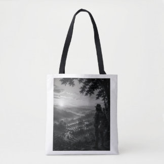 Valley of Dawn Black & White Wanderer Tote Bag