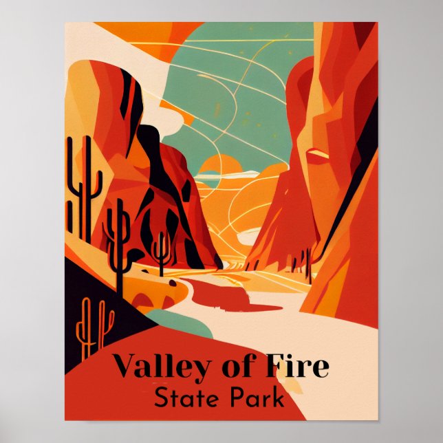 Valley Of Fire Contemorary Travel Poster (Front)