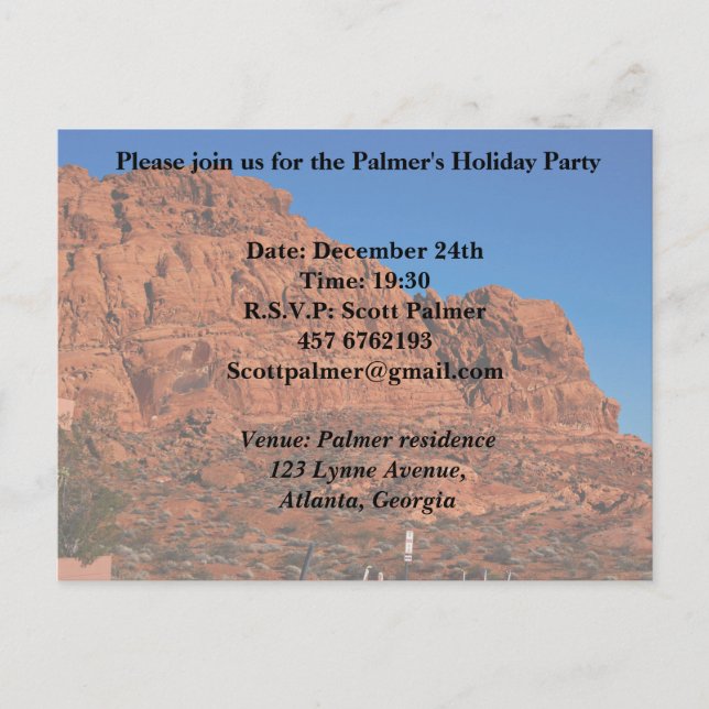 Valley of Fire Invitation Postcard (Front)