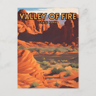 Valley of Fire State Park Retro Travel Poster Postcard