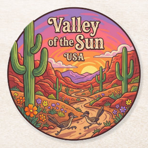 Valley of the Sun USA Round Paper Coaster