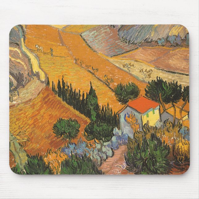 Valley with Plowman by Vincent van Gogh Mouse Pad (Front)
