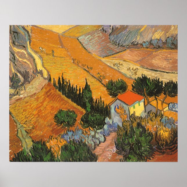Valley with Plowman by Vincent van Gogh Poster (Front)