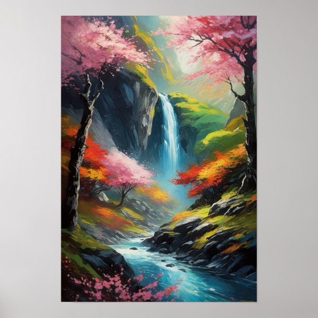 Valley's Whispers, Small Waterfall Poster (Front)