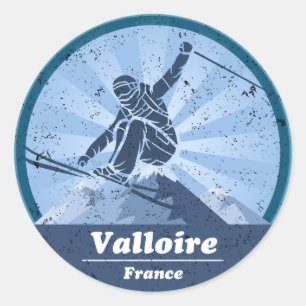 Valloire Ski resort - Skiing Classic Round Sticker