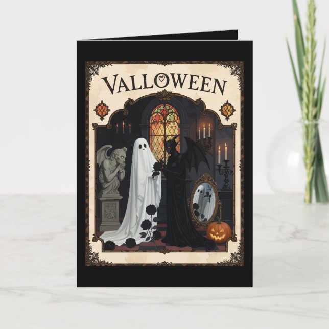 Valloween Ceremony Ghost And Robed Figure Card (Front)