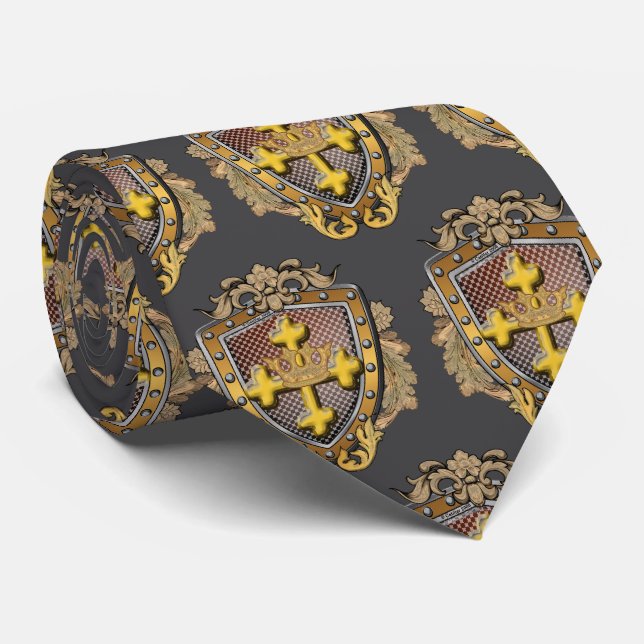 Valor Family Crest Shield  Tie (Rolled)