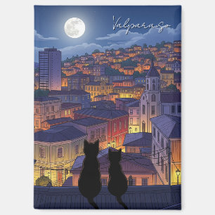 Valparaiso Chile cats at Night Magnet