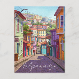 Valparaiso Chile Postcard Watercolor