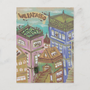 valparaíso city art postcard