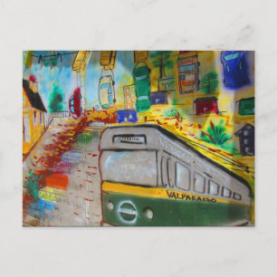 valparaíso funicular art postcard