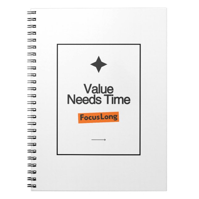 Value Needs Time Notebook – Investorgift (Front)