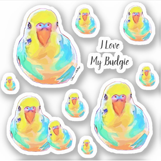 Value-pack Budgerigar Parakeet I Love Budgie Bird (Front)