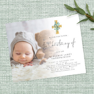 Value Photo Eucalyptus Cross Christening Invite Flyer