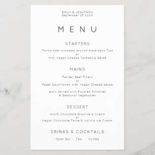 Value Simple Typography Black White Wedding Menu