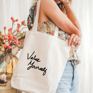 Value Yourself Positive Message for Self-care Tote Bag