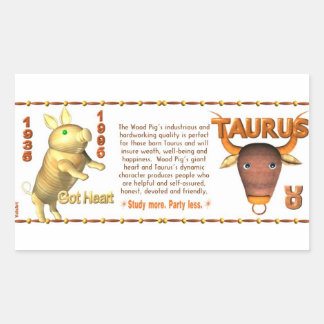 Valxart 1995 2055 WoodPig zodiac Taurus Rectangular Sticker